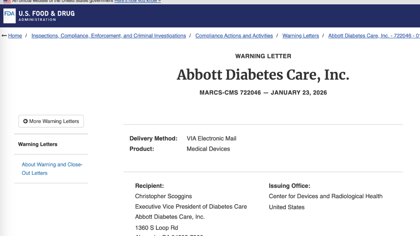 abbott fda warning letter cgm systems engineering 1